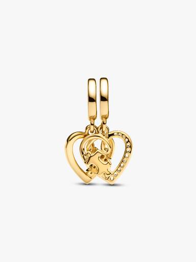 Splittable Puzzle Piece Hearts Dangle Charm