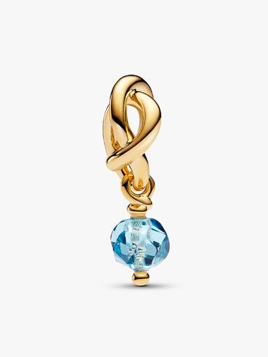 March Crystal Birthstone Eternity Circle Dangle Charm