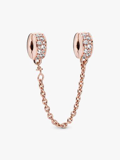 Clear Pavé Safety Chain Clip Charm