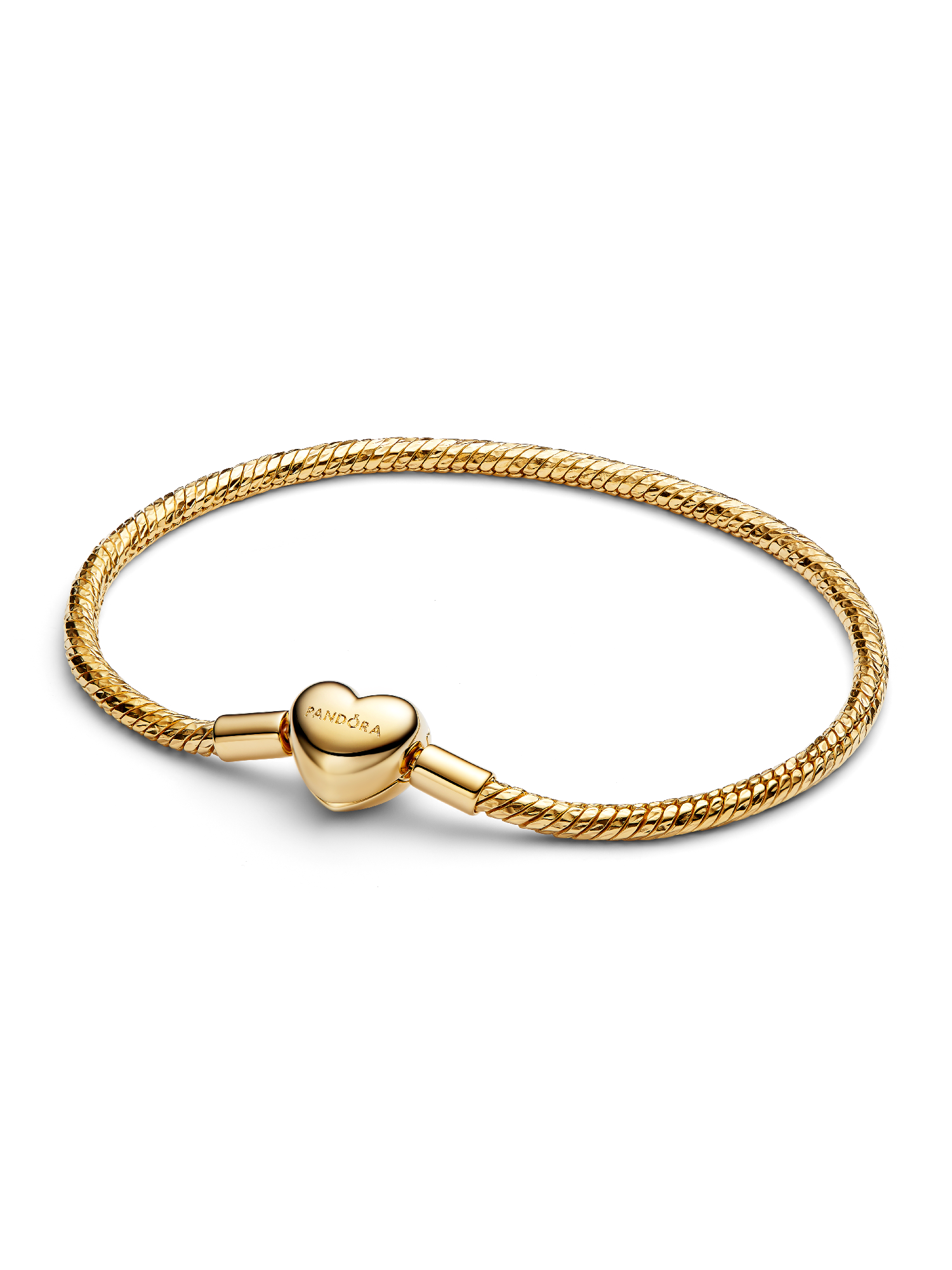 Heart Clasp Faceted Snake Chain Bracelet | Gold plated | Pandora NZ