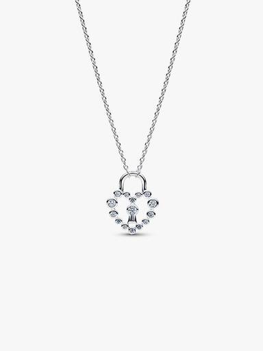 Sparkling Heart Padlock Pendant Necklace