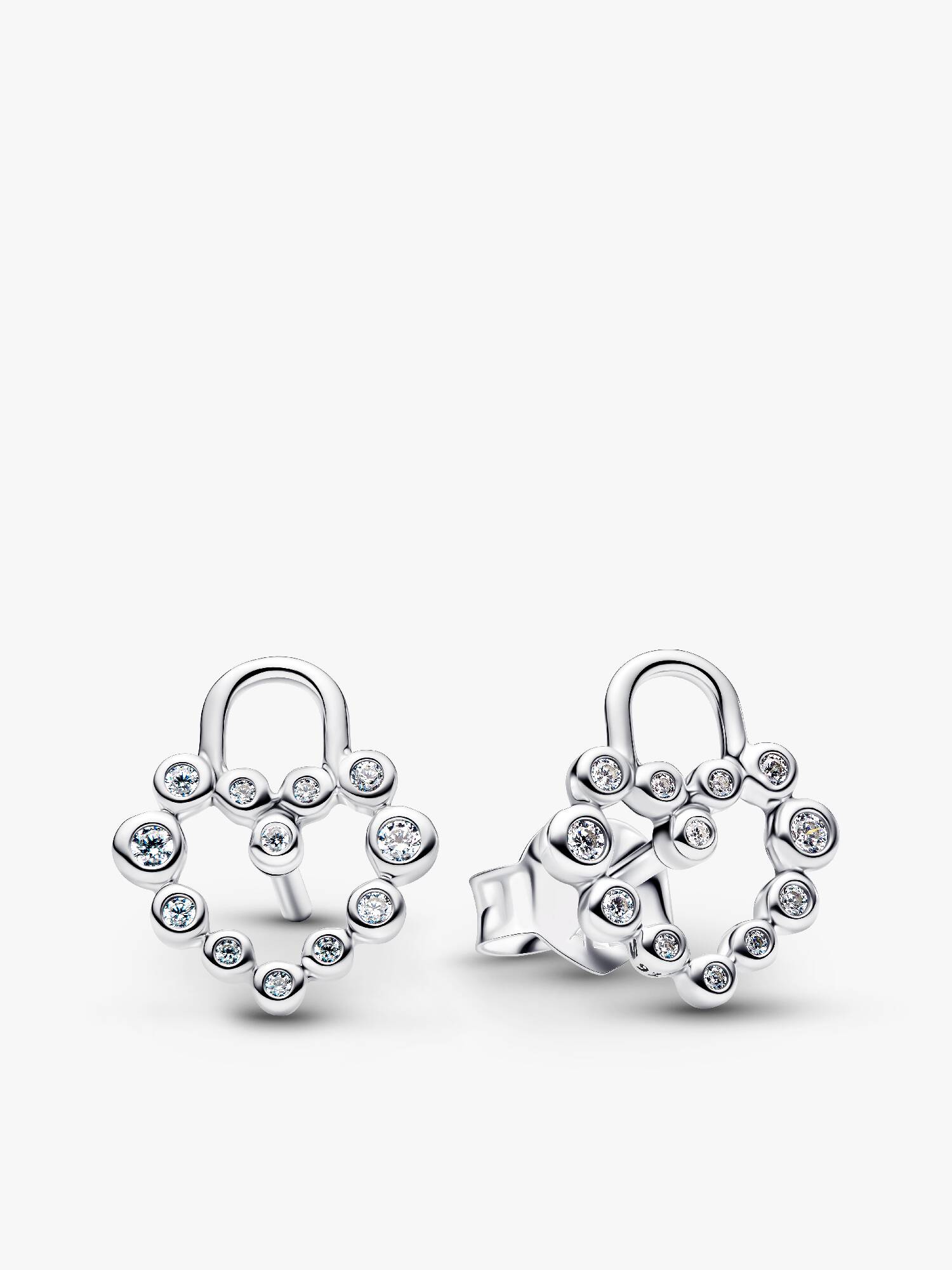 Sparkling Heart Padlock Stud Earrings
