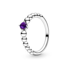 February Purple Ring with Man-Made Purple Crystal