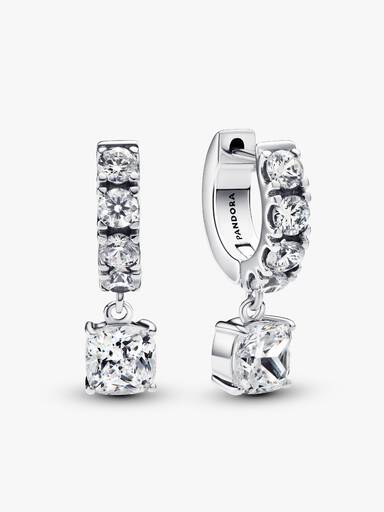 Pavé Dangle Hoop Earrings