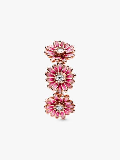 Pink Daisy Flower Trio Ring