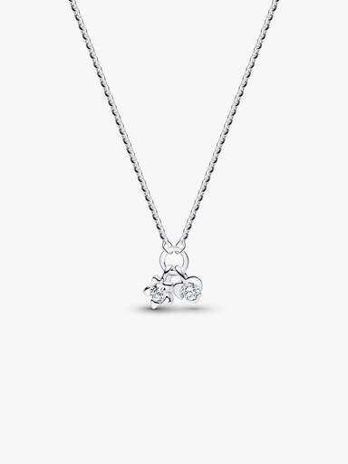 Sterling Silver Lab-Grown Diamond Heart & Star Dangle Pendant Necklace