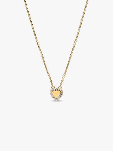 Engravable Heart Halo Collier Necklace