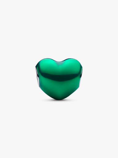 Metallic Green Heart Charm