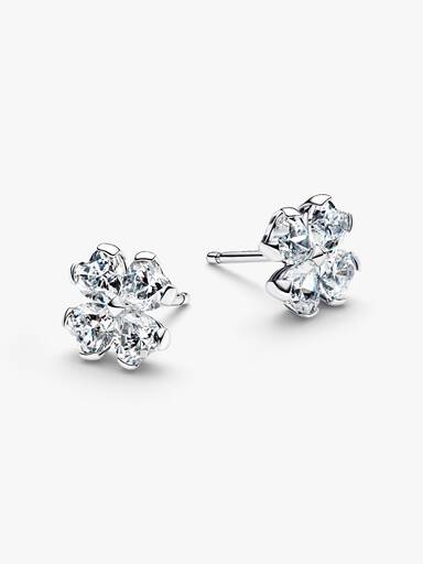 Sparkling Lucky Clover Stud Earrings