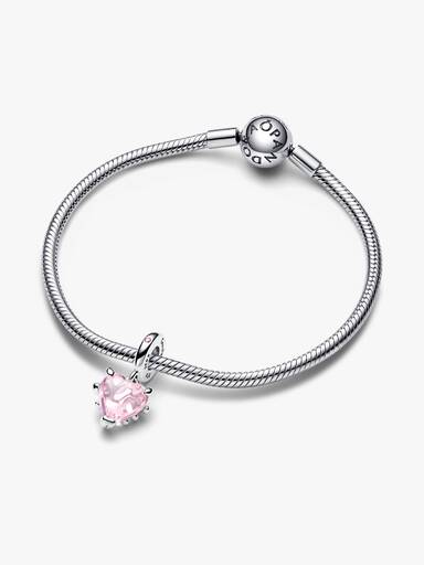 Pink Family Tree & Heart Dangle Charm