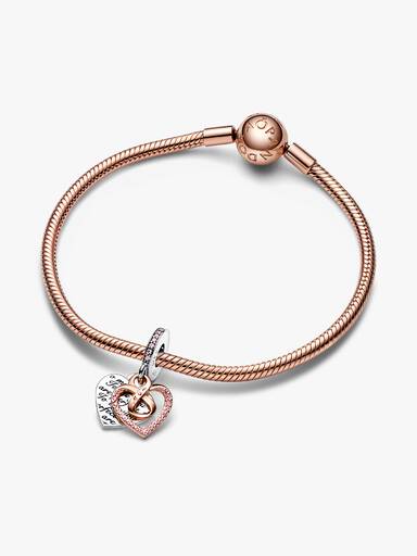 Two-tone Infinity Heart Double Dangle Charm