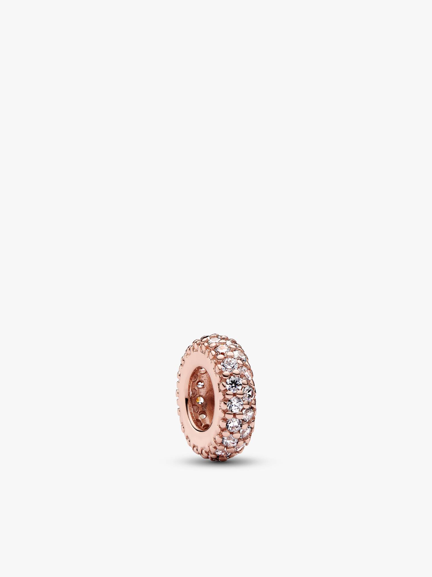 Abstract 14k rose gold-plated spacer with clear cubic zirconia
