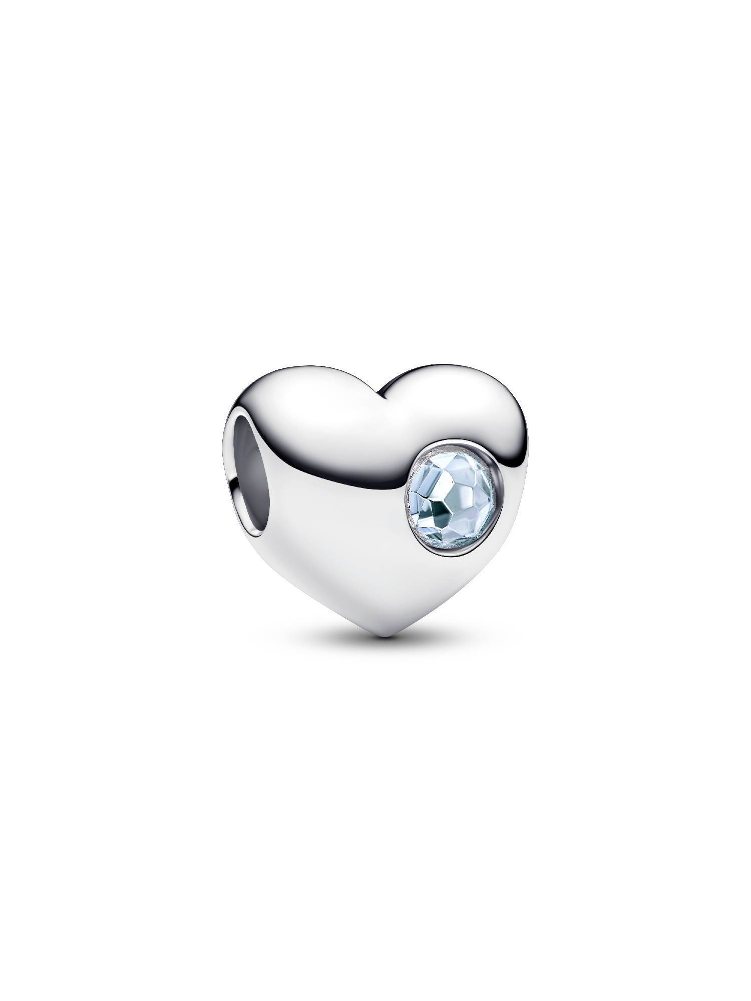 Engravable March Crystal Birthstone Heart Charm