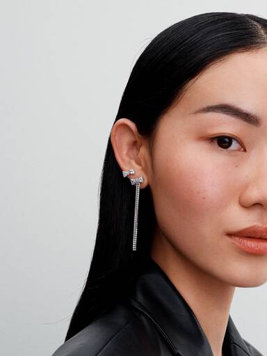 Pavé Bow Drop Earrings