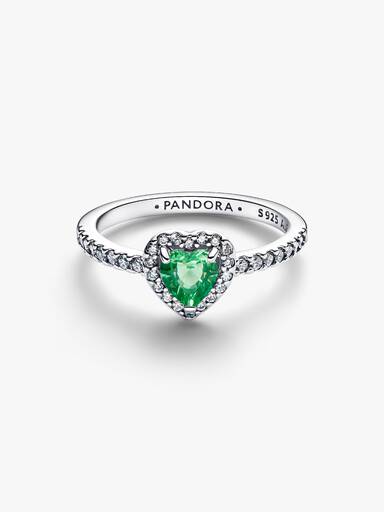 August Crystal Birthstone Elevated Mint Green Heart Ring