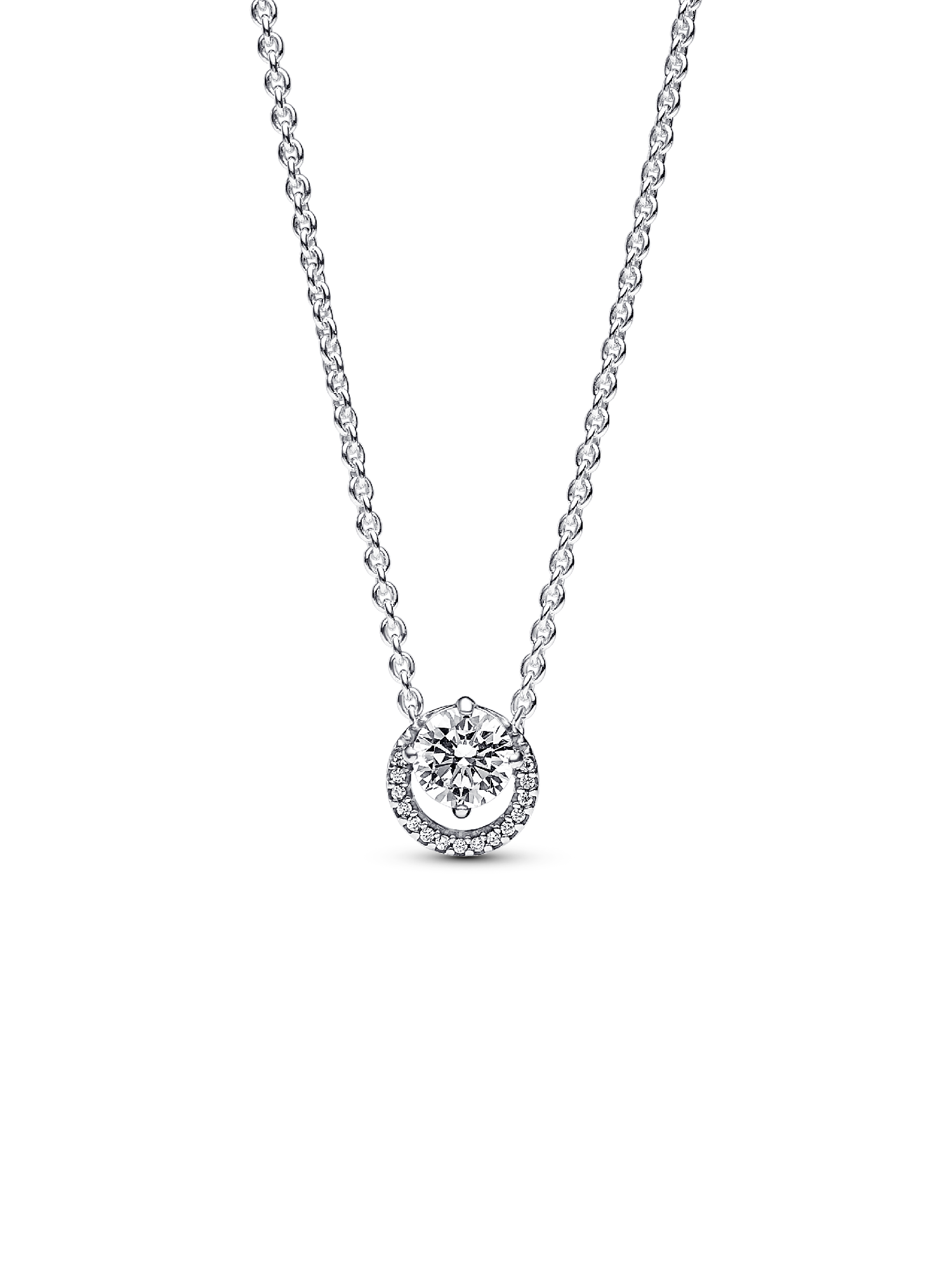 Sparkling Round Halo Pendant Collier Necklace