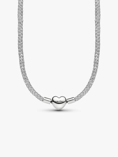 Heart Clasp Sparkling Mesh Necklace