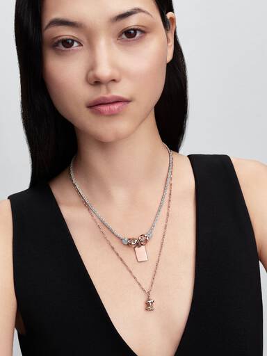 Engravable rectangle 14k rose gold-plated pendant