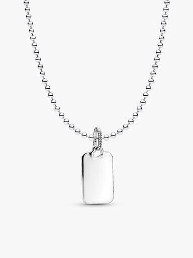Engravable Rectangle Dog Tag Necklace