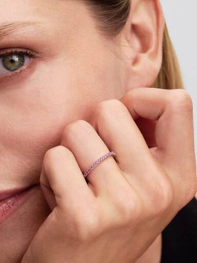 Sparkling Pink Band Ring