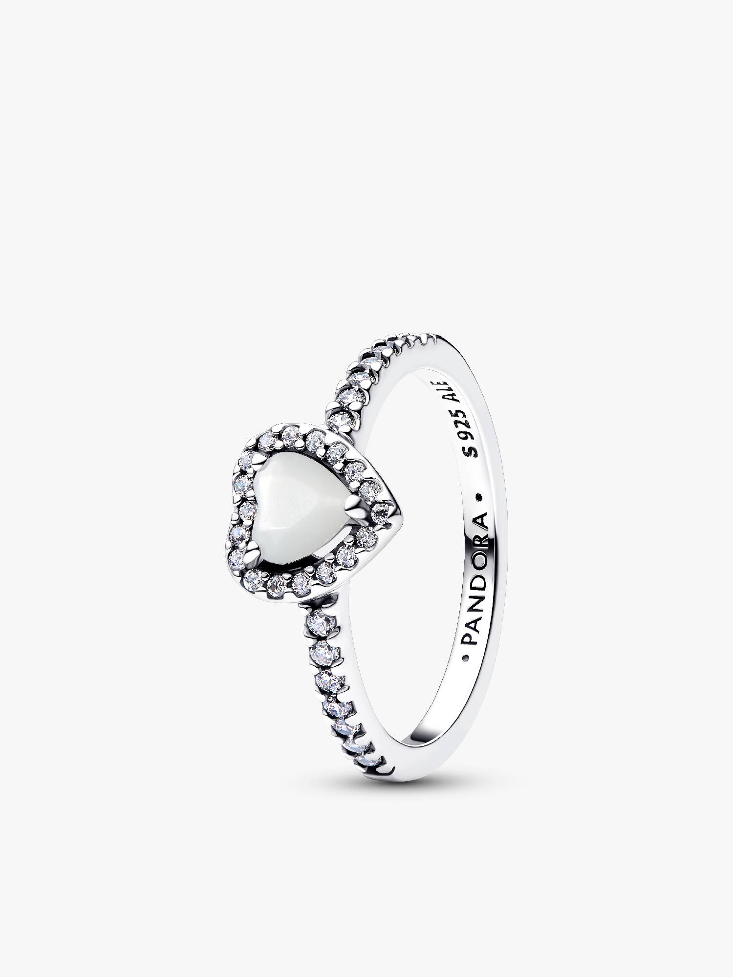 June Crystal Birthstone Elevated White Heart Ring