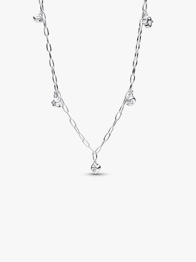 Sterling Silver Lab-Grown Diamond Dangle Symbols Paperclip Chain Necklace