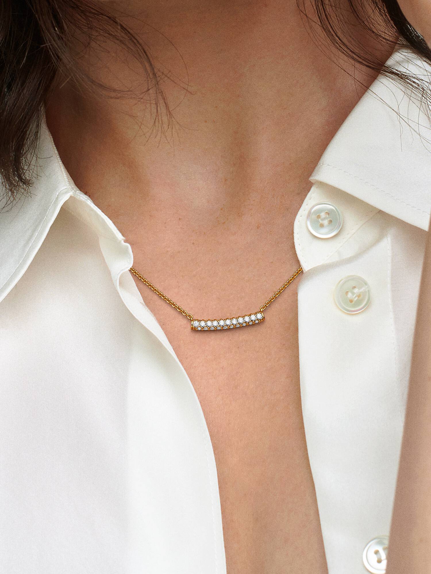Pandora Timeless Pavé Single-row Bar Collier Necklace