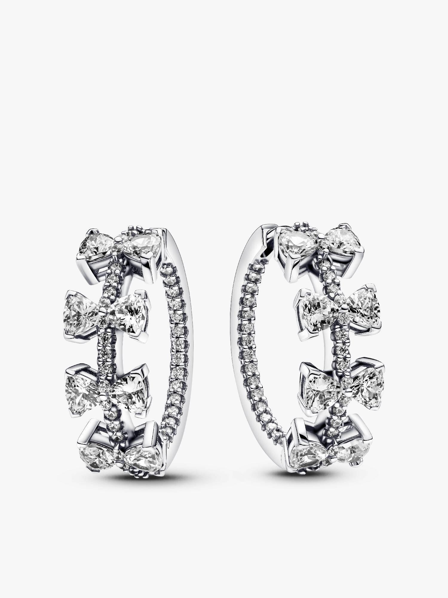 Sparkling Bow Row Hoop Earrings