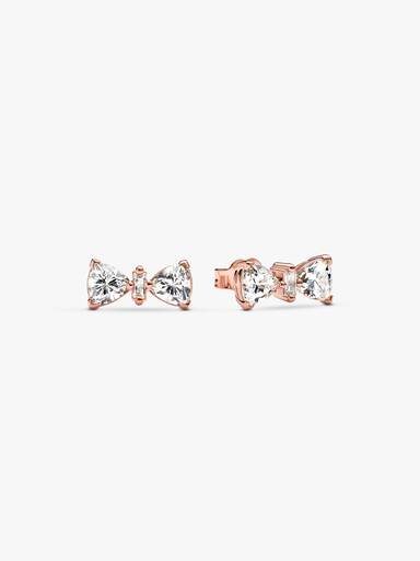Bow 14k rose gold-plated stud earrings with clear cubic zirconia