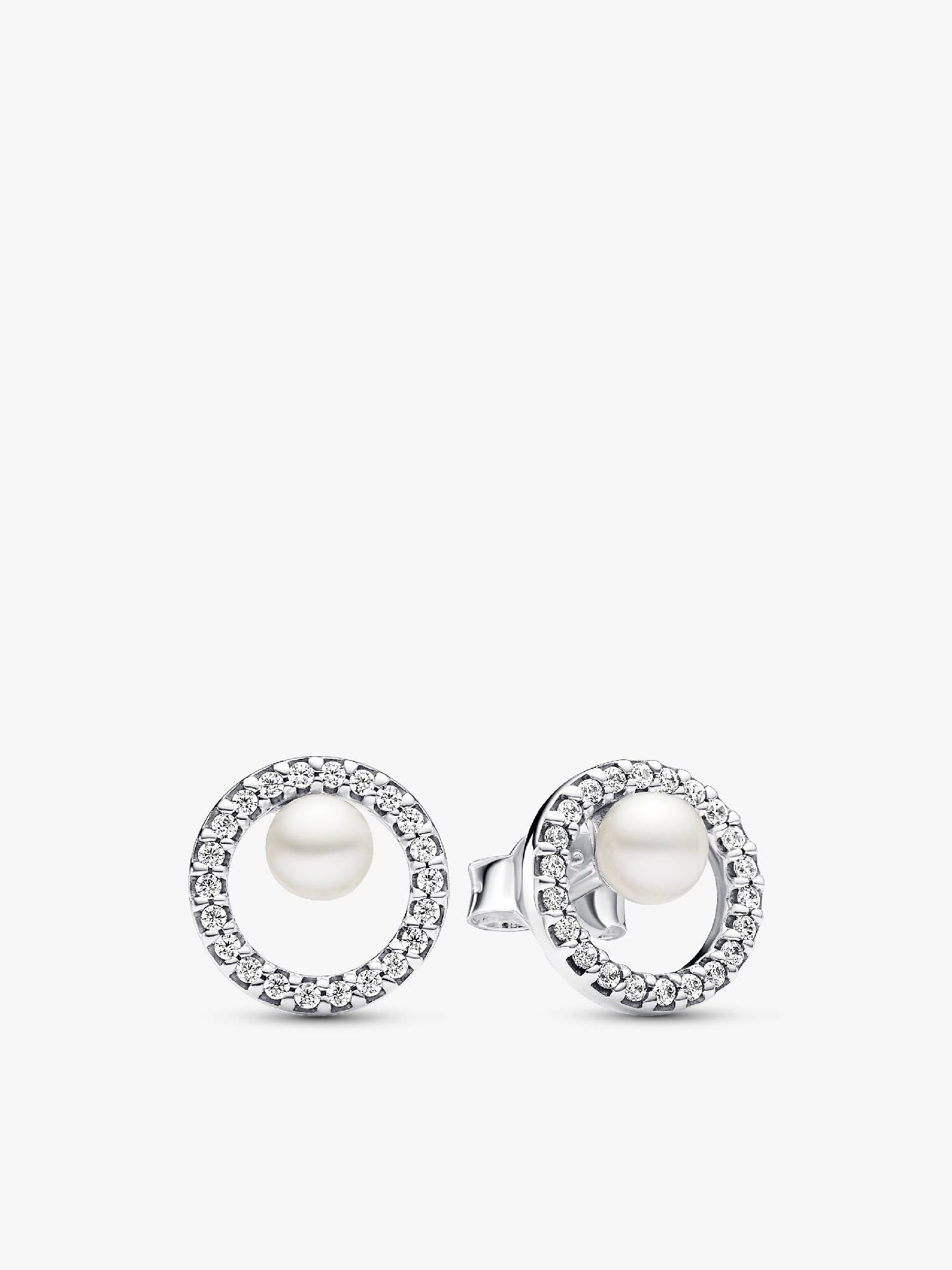 Treated Freshwater Cultured Pearl & Pavé Halo Stud Earrings