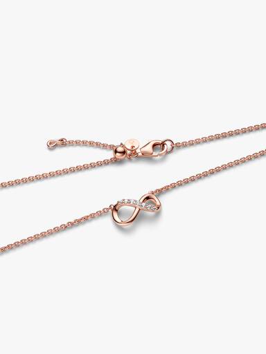 Infinity 14k rose gold-plated collier with clear cubic zirconia