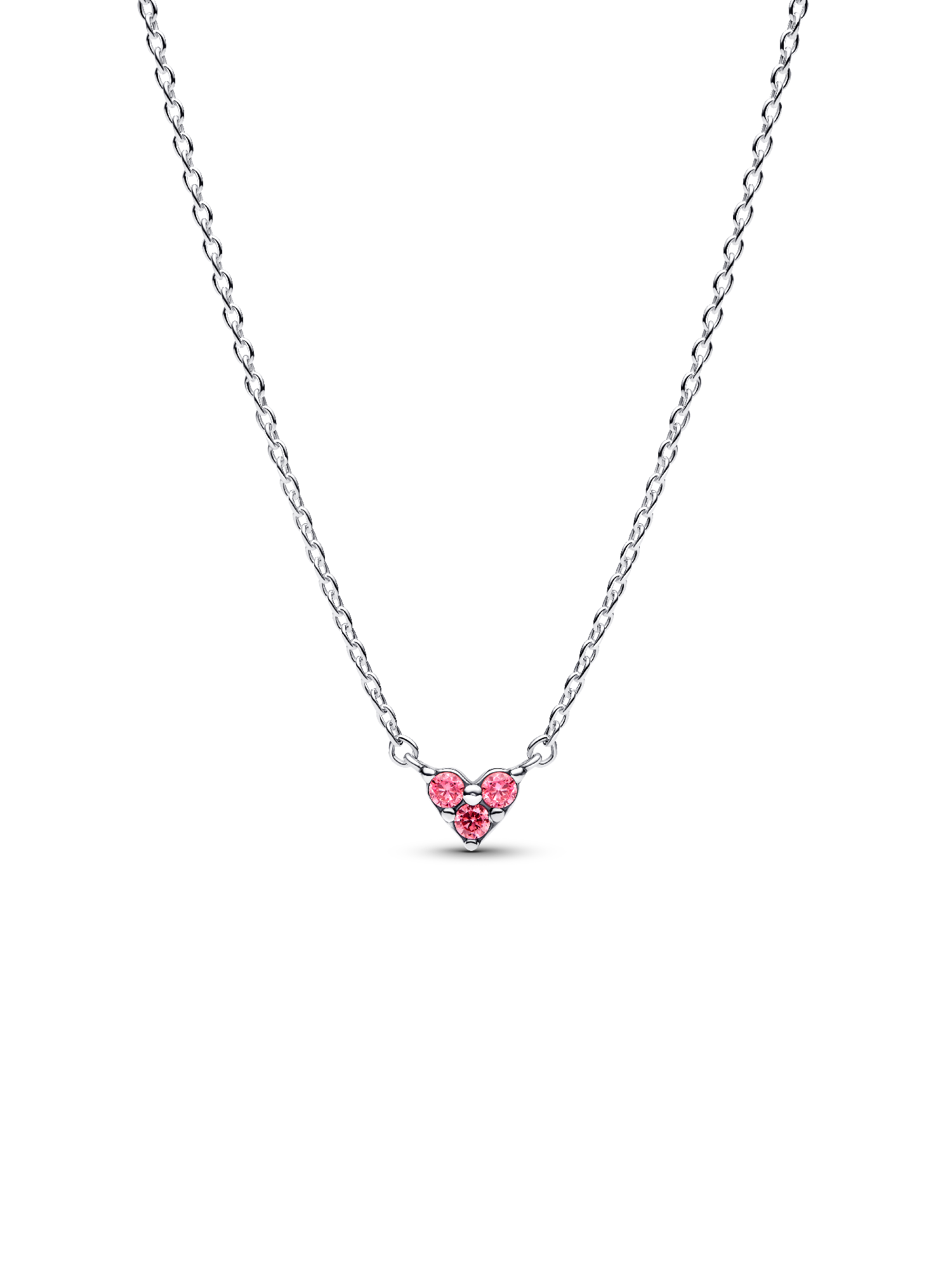 Triple Stone Pink Heart Collier Necklace