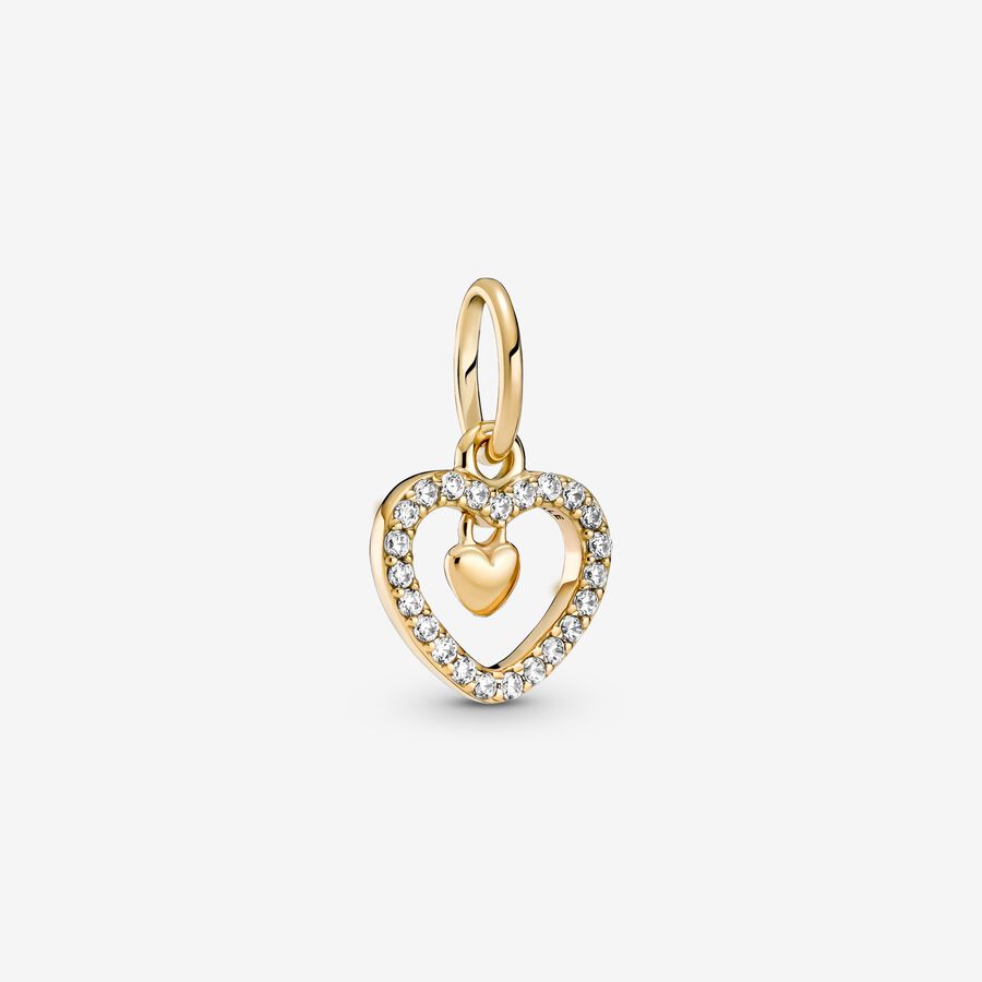 Sparkling Double Heart Dangle Charm image number 0