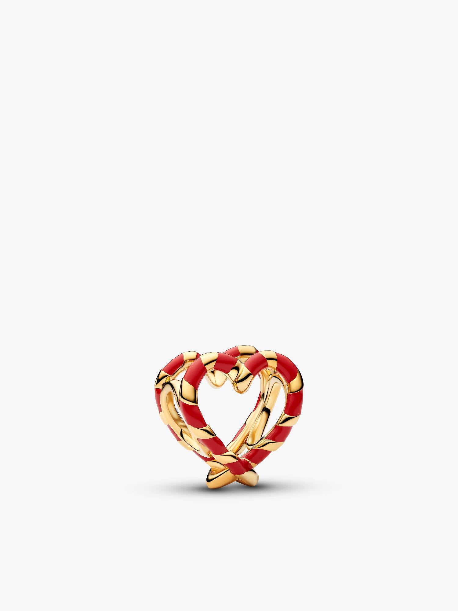 Candy Cane Openwork Heart Charm