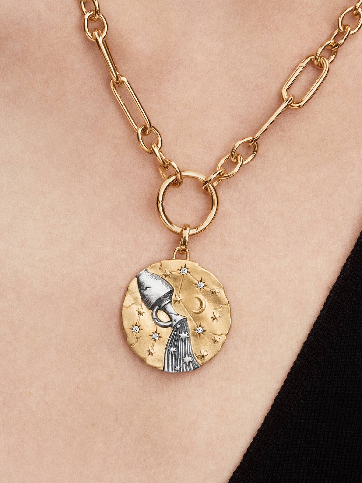 Aquarius Zodiac Oversized Talisman Charm