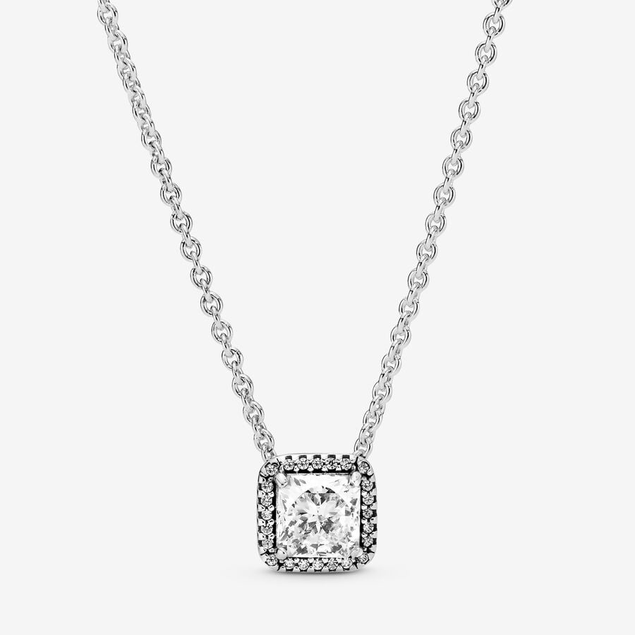 Square Sparkle Halo Necklace image number 0