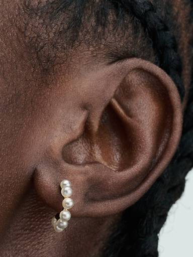 Treated Freshwater Cultured Pearls Open Hoop Earrings