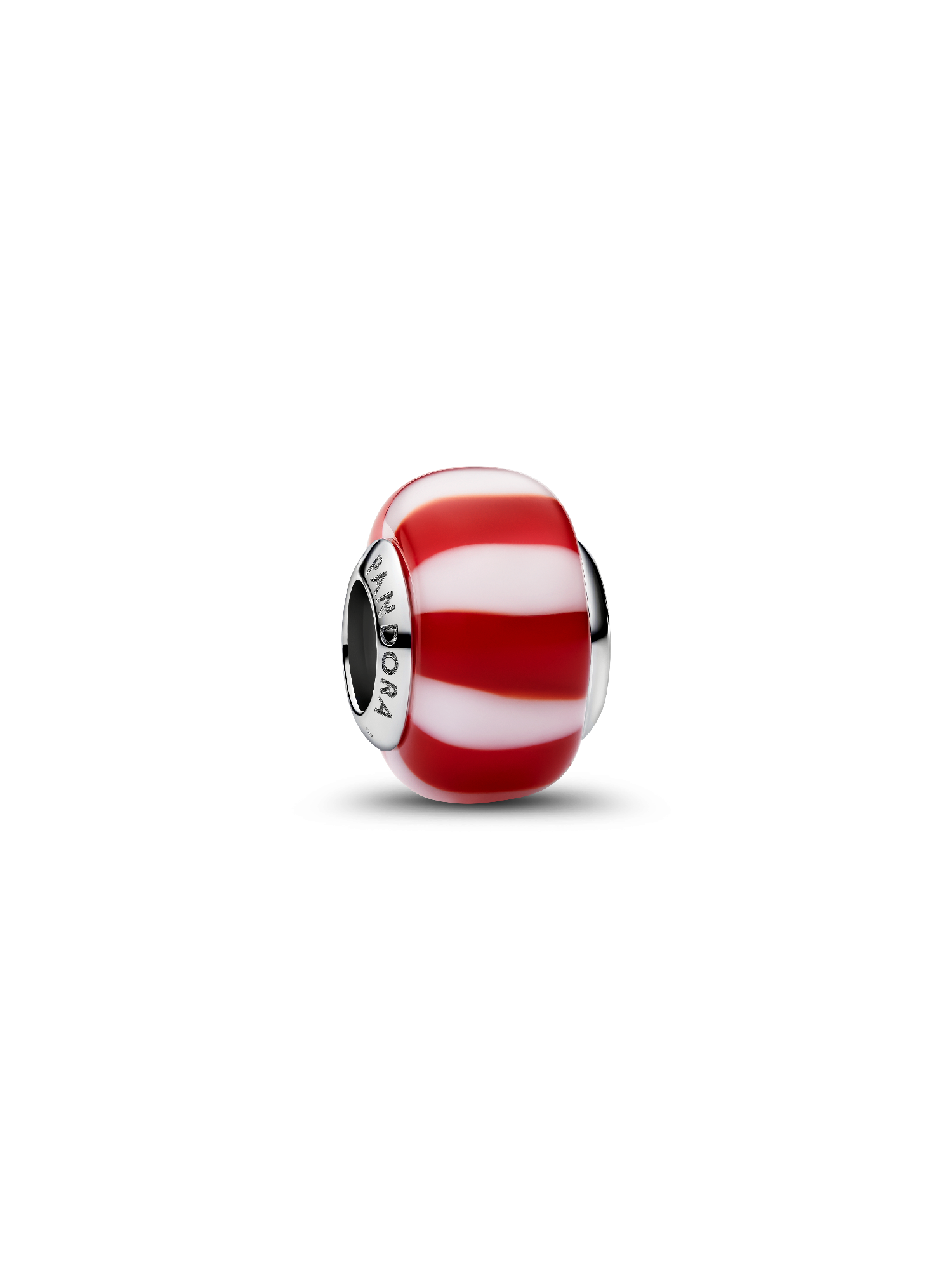 Red Peppermint Murano Glass Charm