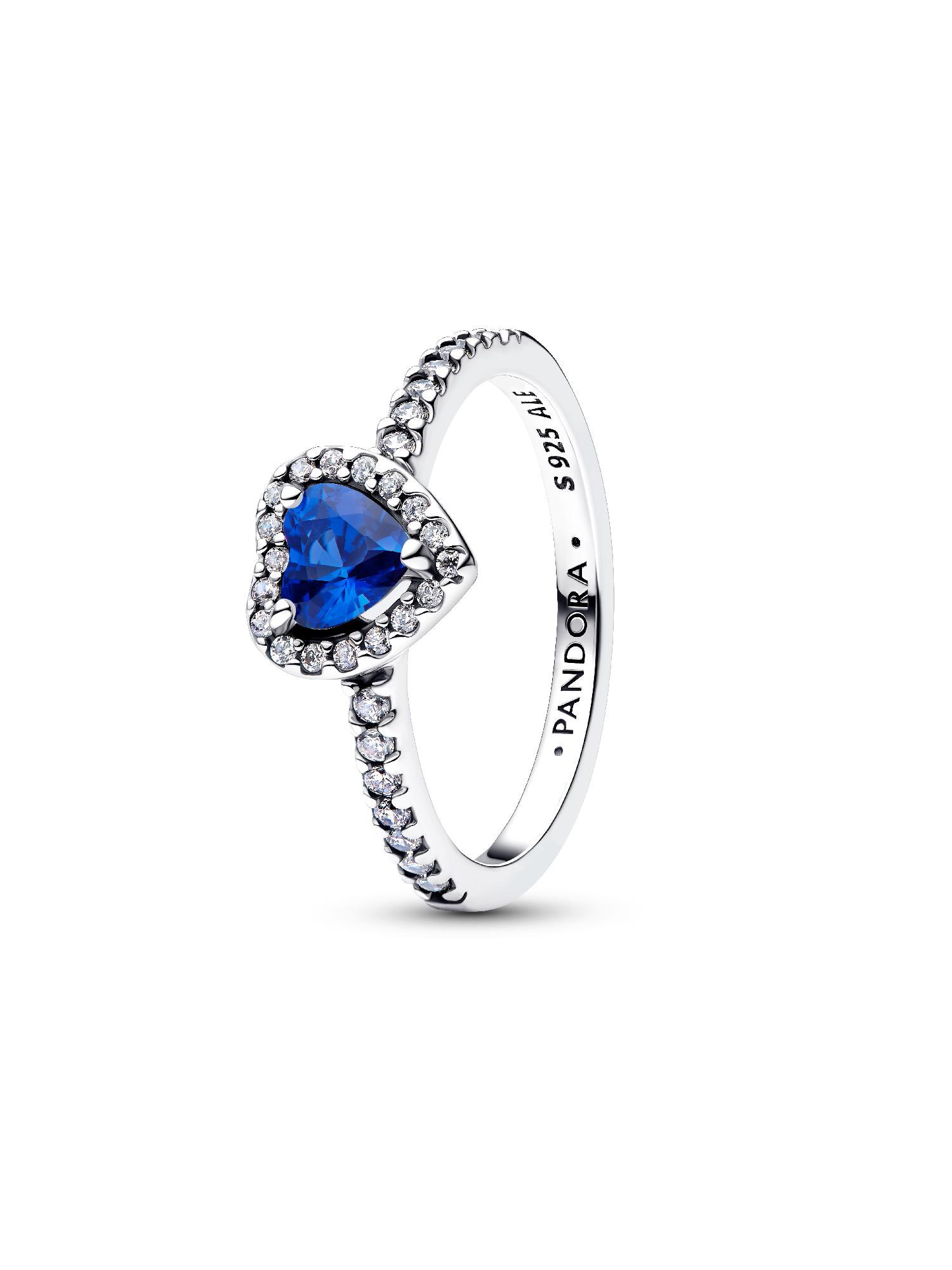 September Crystal Birthstone Elevated Princess Blue Heart Ring