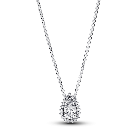 Sparkling Pear Halo Collier Necklace