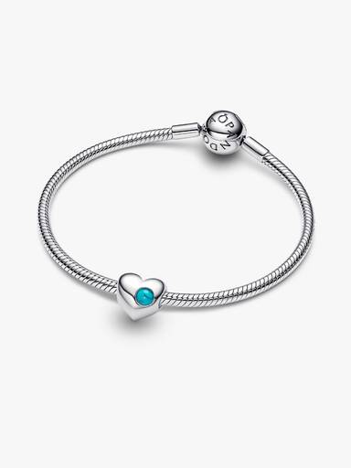 Engravable December Turquoise Blue Stone Heart Charm