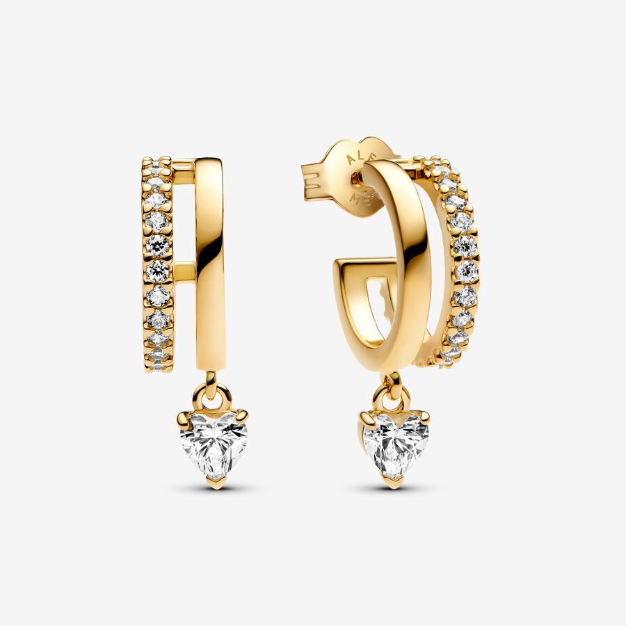 Dangling Heart Hoop Earrings Gold Plated Pandora NZ dangling-heart-hoop-earrings-gold-plated-pandora-nz