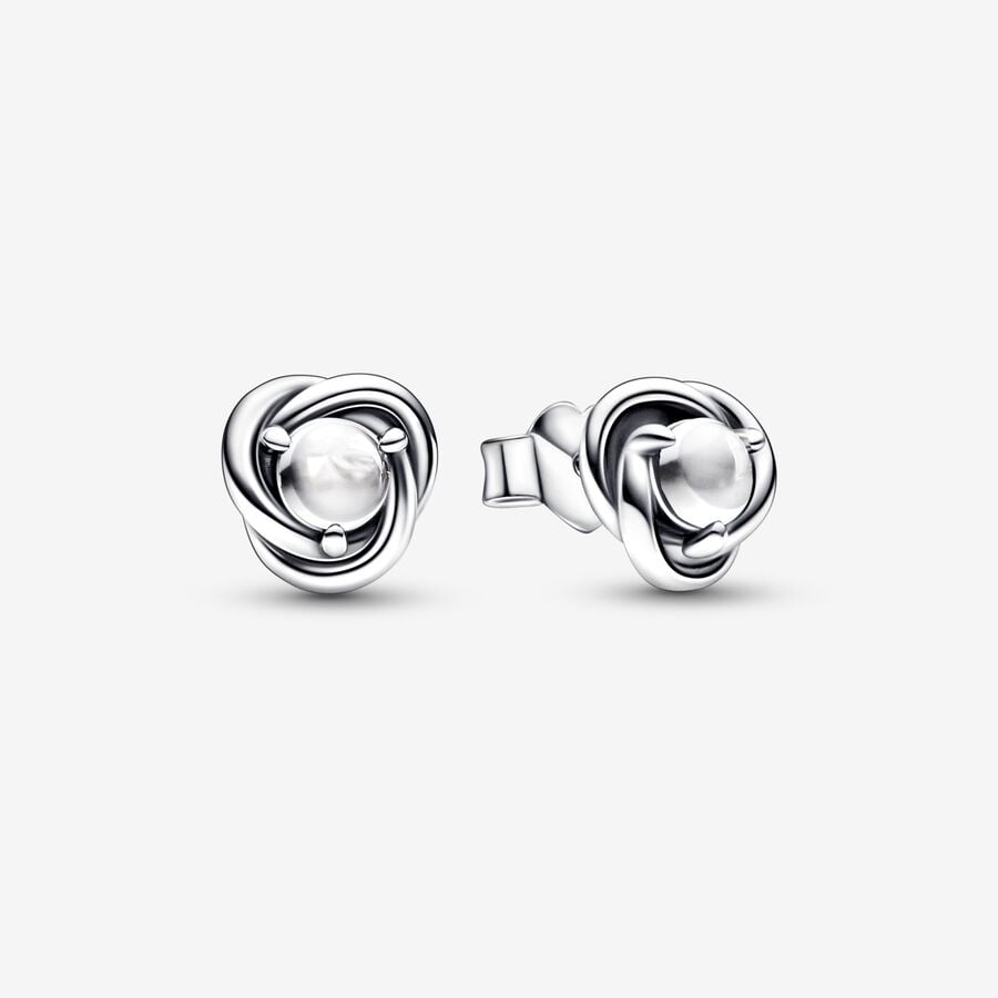 April Crystal Birthstone Eternity Circle Stud Earrings image number 0