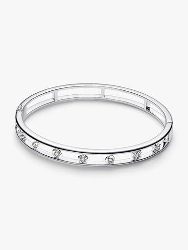 Sterling Silver Lab-Grown Diamond Symbols Bangle