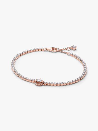 14k rose gold-plated bracelet with clear cubic zirconia