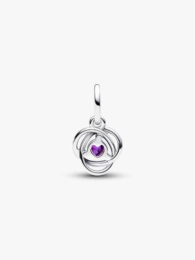 February Crystal Birthstone Eternity Circle Dangle Charm