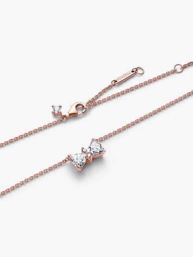 Bow 14k rose gold-plated collier with clear cubic zirconia