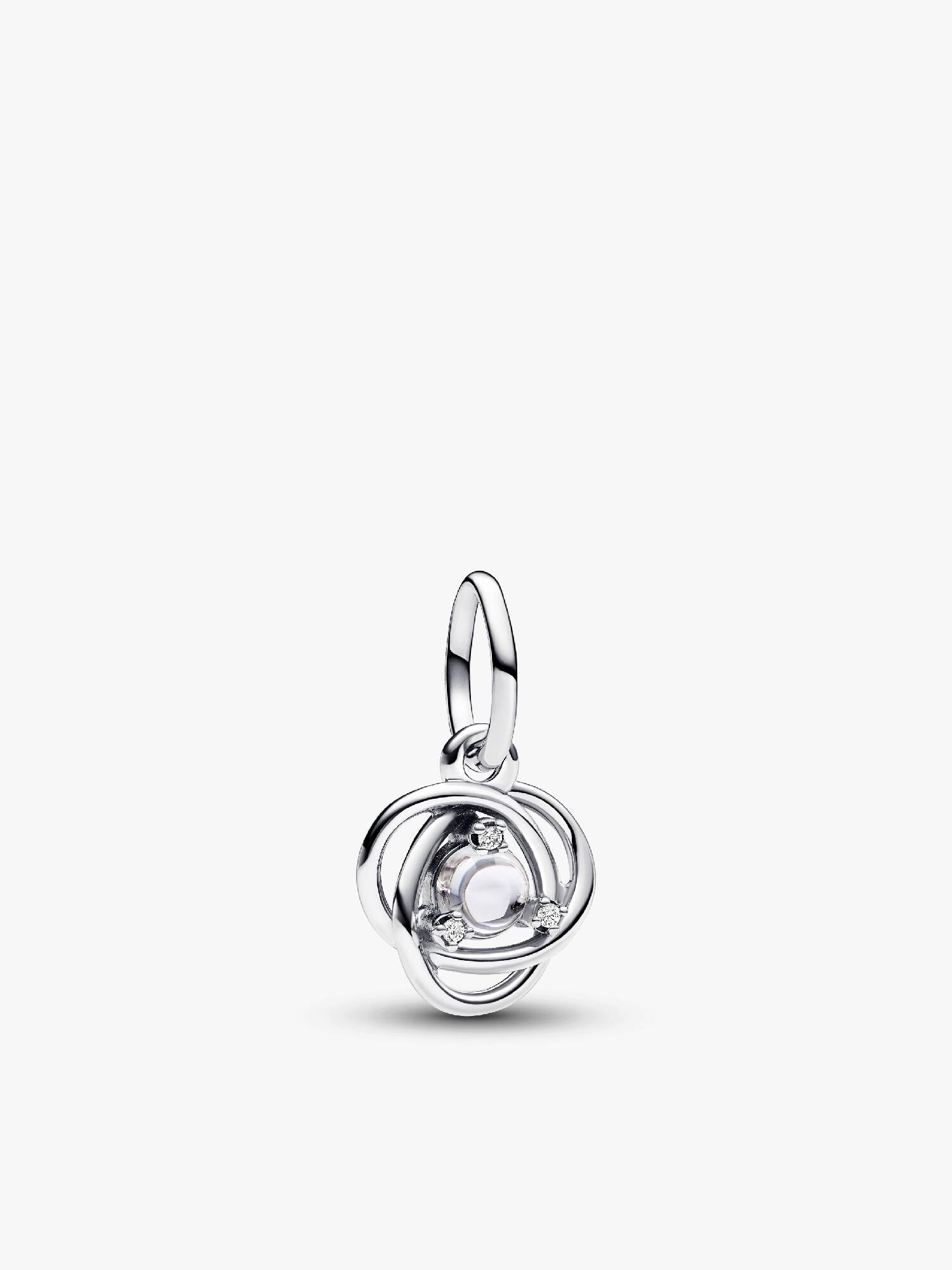 April Crystal Birthstone Eternity Circle Dangle Charm