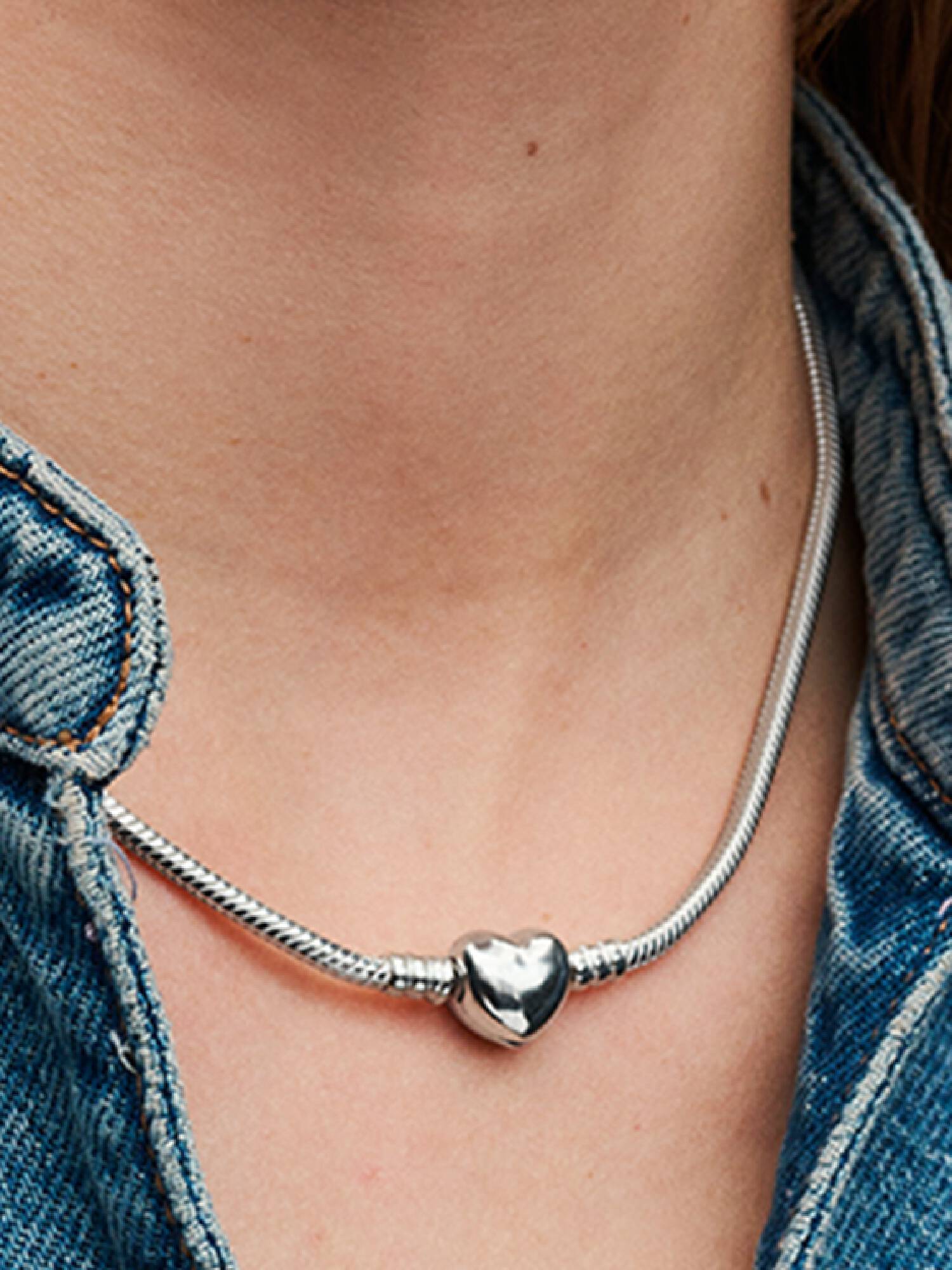 Heart Clasp Snake Chain Necklace