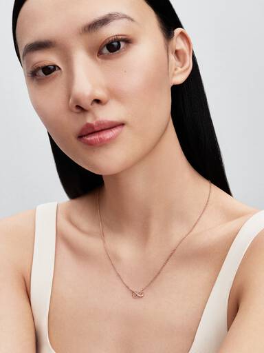 Infinity 14k rose gold-plated collier with clear cubic zirconia